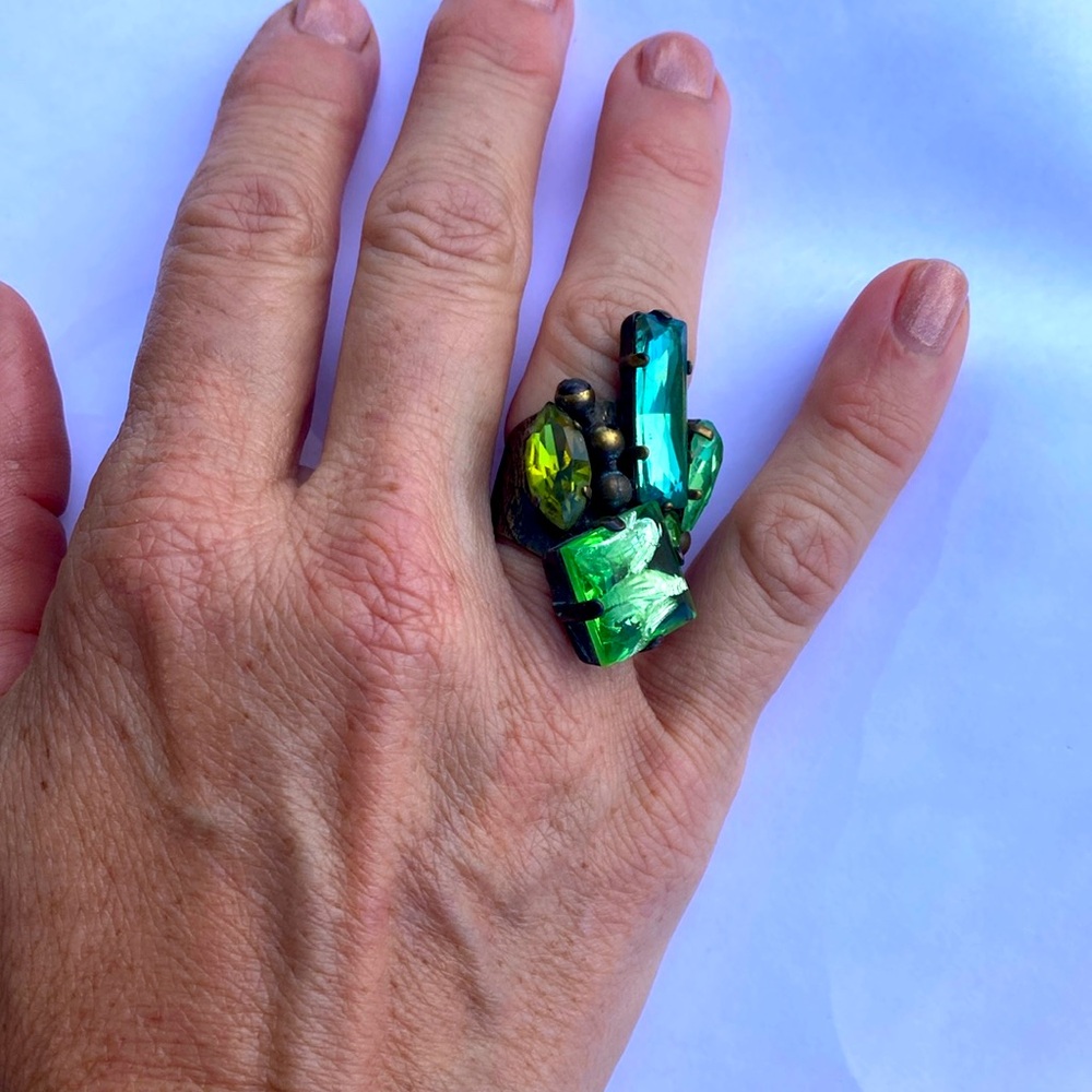 FRANGOS Green Gemstone cocktail Ring